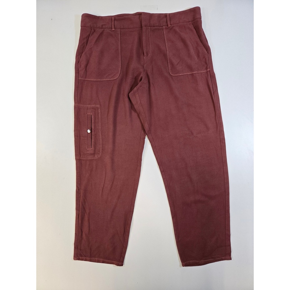 Cartonnier Anthropologie Burgundy Utility Cargo Pants Straight Leg SidePocket 12